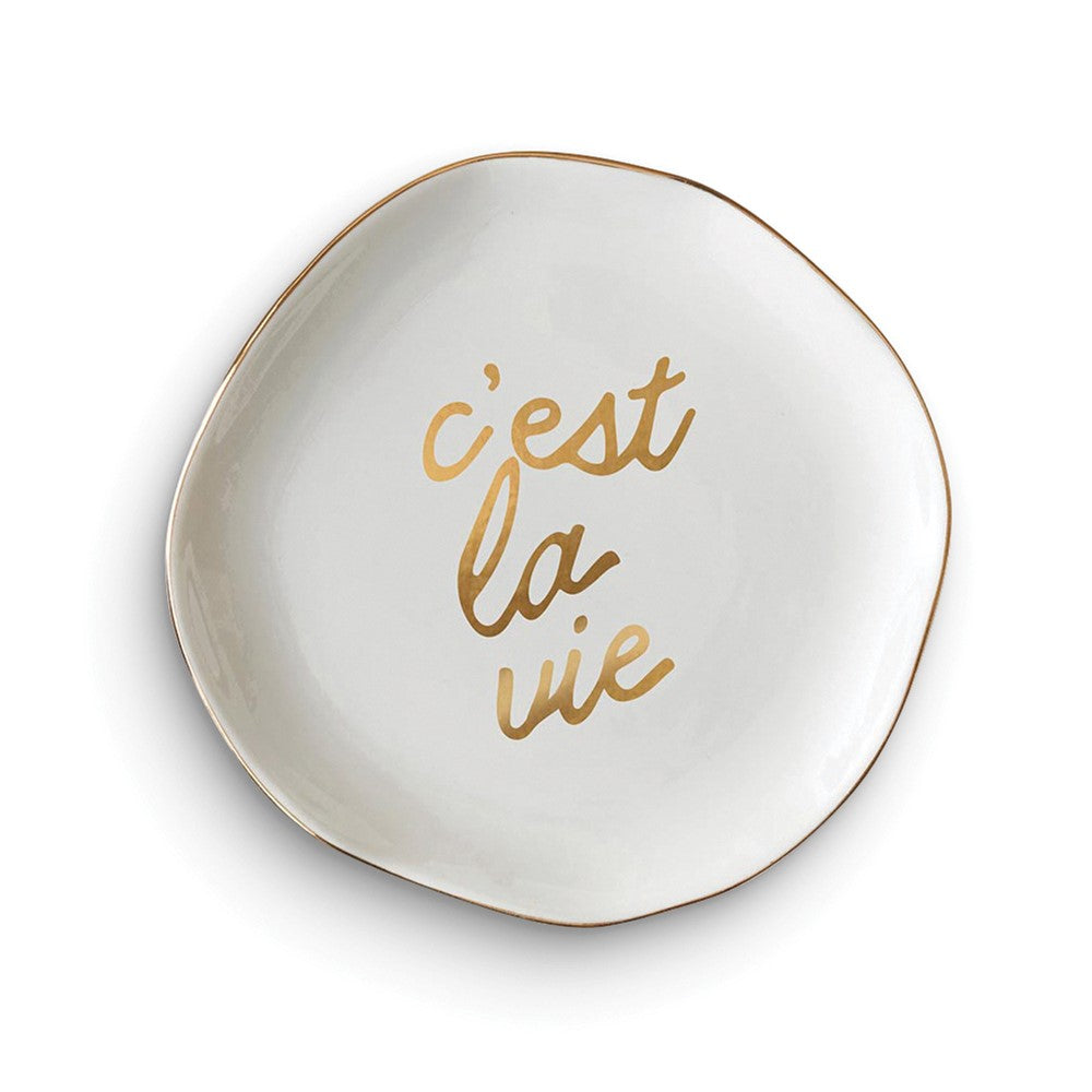 C'est La Vie Makeup Sponge with Ceramic Trinket Tray Set