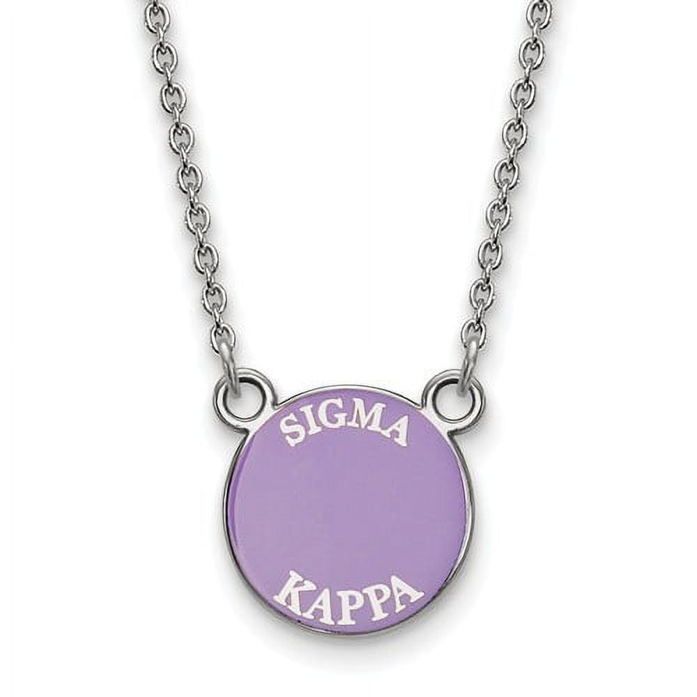 LogoArt Sterling Silver Sigma Kappa Extra Small Enameled Pendant Necklace With 18 Inch