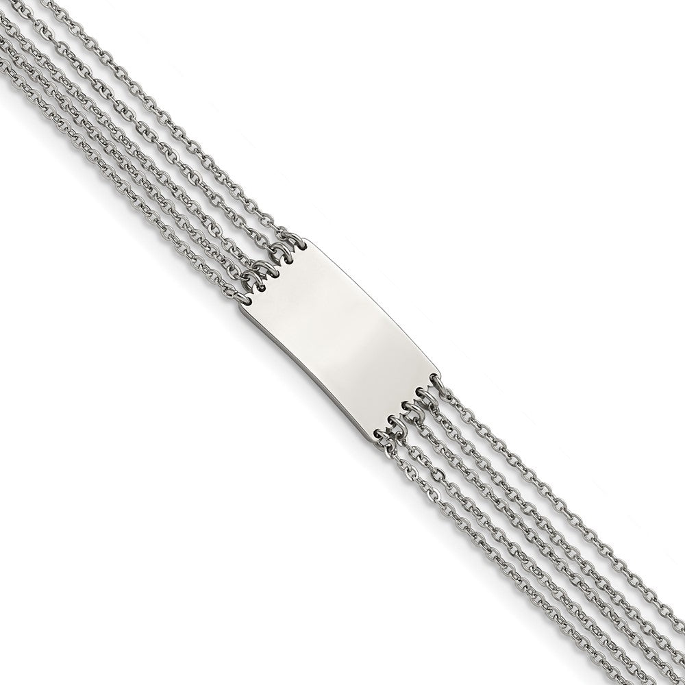 Stainless Steel Polished Multi Strand 6.5in w/.75in ext. ID Bracelet 6.5 inches