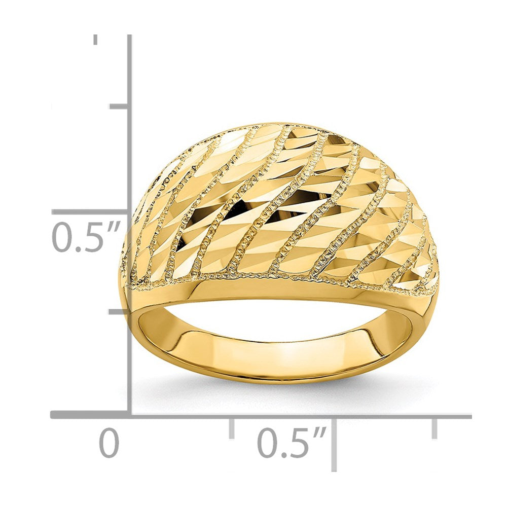 14K Diamond-cut Lattice Pattern Dome Ring Size 6.5
