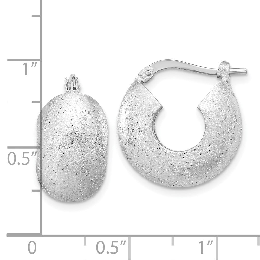 Sterling Silver Rhodium-plated Sparkle Hoop Earrings