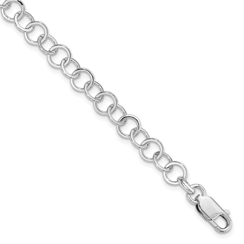 Amore La Vita Sterling Silver Rhodium-plated Polished 7mm 8.5 inch Fancy Link with Lobster Clasp Charm Bracelet 8.5 inches