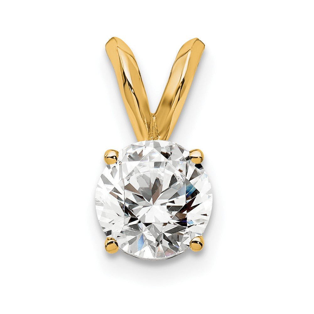14k 1/2 carat Certified Lab Grown Diamond VS+ F+ Round Complete Four Prong Solitaire Pendant