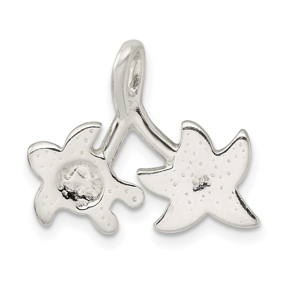 Sterling Silver Glitter Infused Star Fish and Turtle Chain Slide