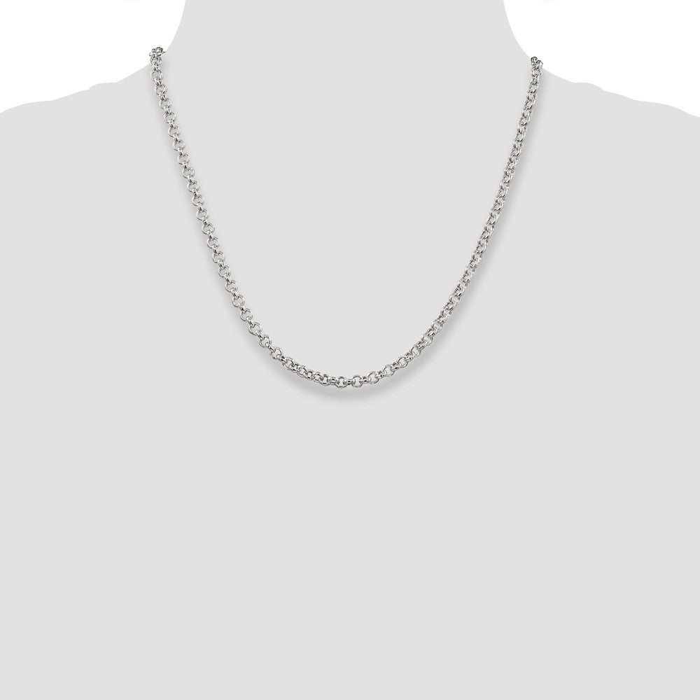Sterling Silver 4.25mm Semi-solid Rolo Chain 20 Inches