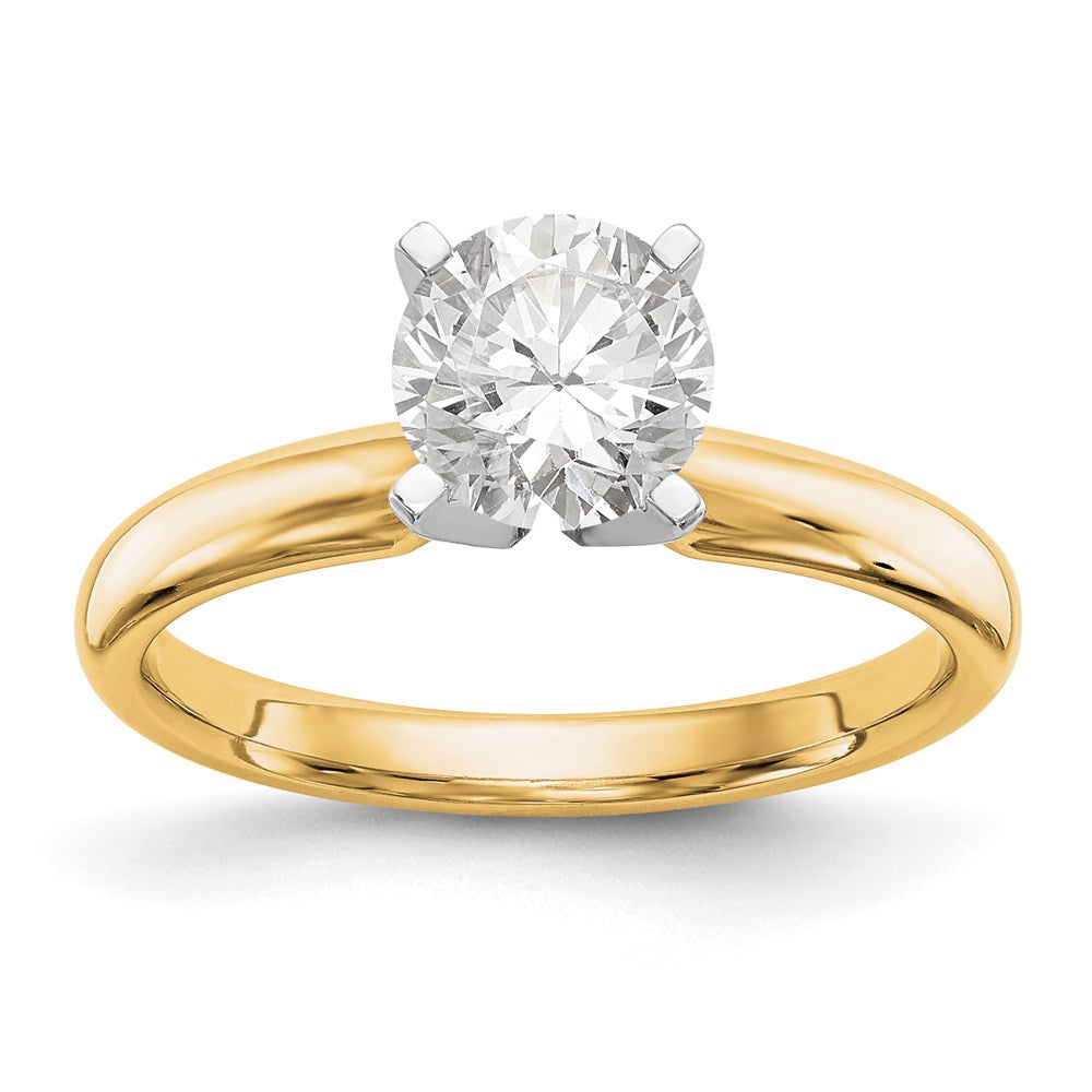 14k Two-Tone 1/2 carat Medium-Weight Comfort-Fit 4-Prong Round Solitaire Ring Mounting