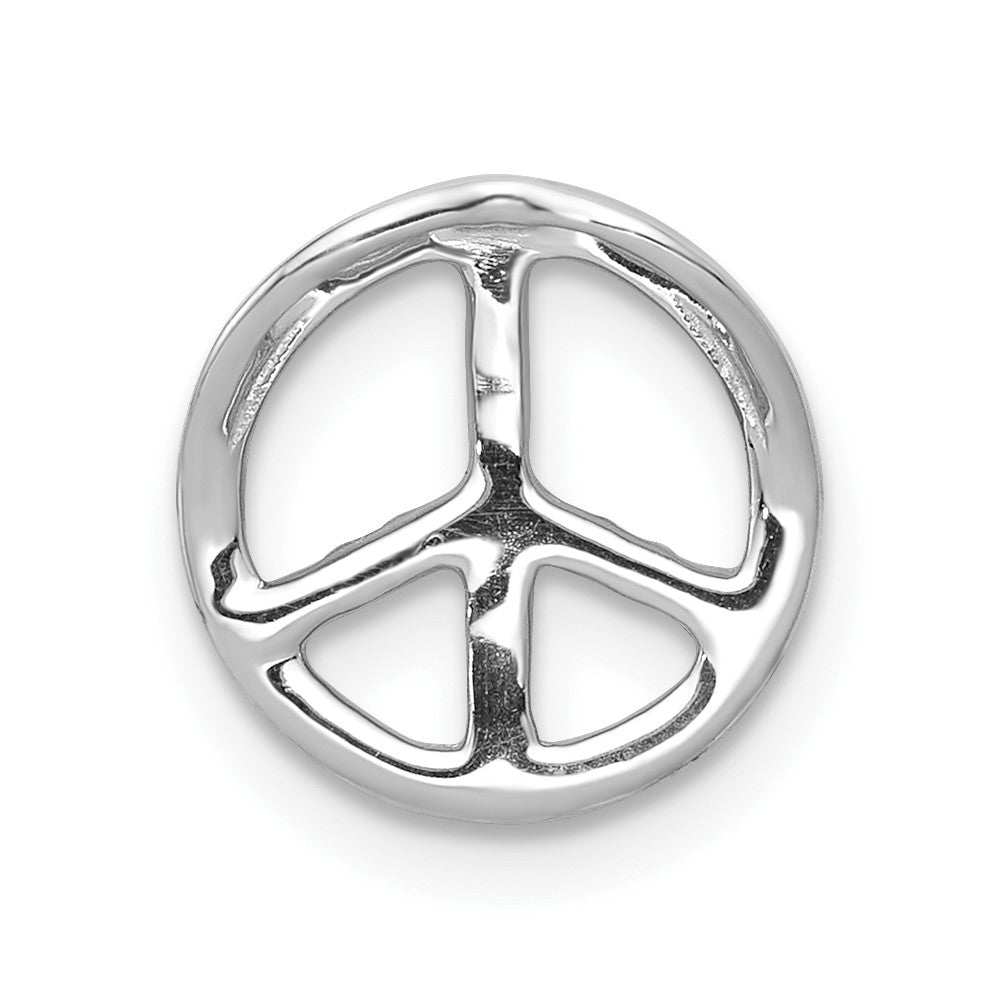 14k White Gold 1/6 carat Lab Grown Diamond VS/SI+ G+ Peace Sign Chain Slide Pendant
