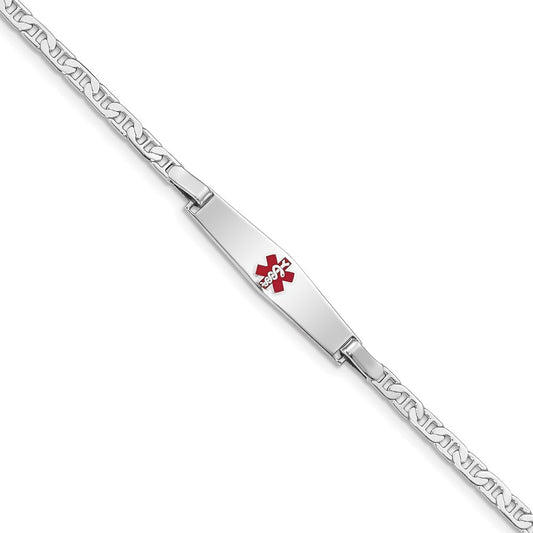 Sterling Silver Rhodium-plated Medical ID Anchor Link Bracelet 8 inches