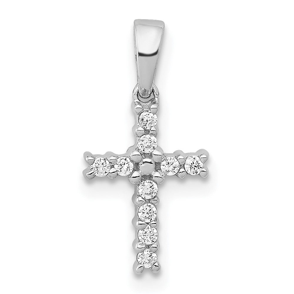 14k White Gold 1/10 carat Lab Grown Diamond VS/SI+ G+ Latin Cross Pendant