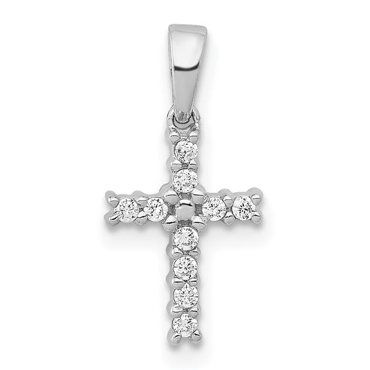 14k White Gold 1/10 carat Lab Grown Diamond VS/SI+ G+ Latin Cross Pendant