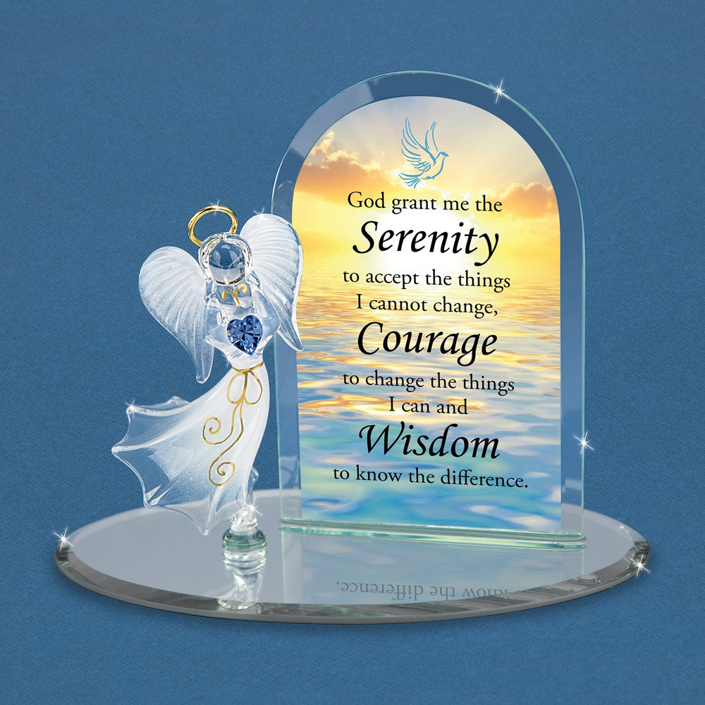 Glass Baron Serenity Prayer with Angel Glass Figurine
