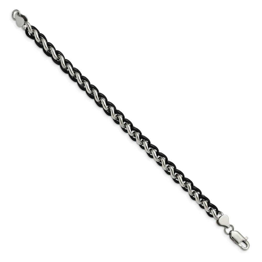 Stainless Steel Polished Black IP-plated 8.25in Bracelet 8.25 inches