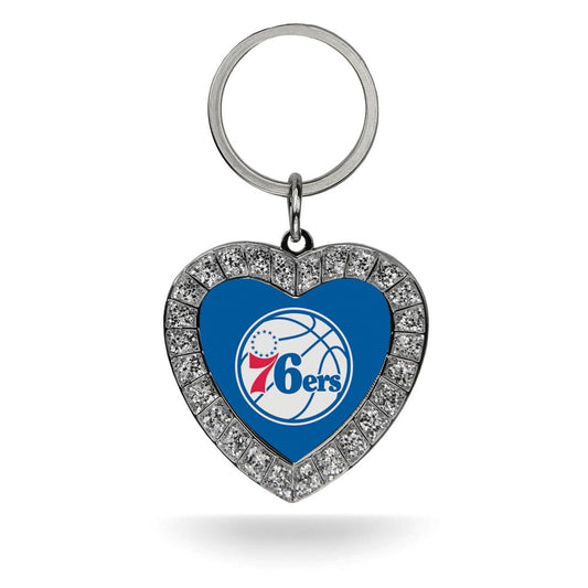NBA Philadelphia 76ers Blue Rhinestone Heart Key Ring QGC7922