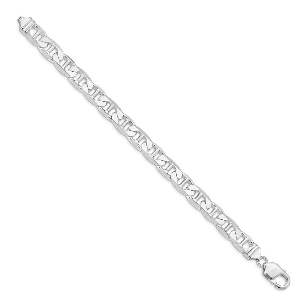 Sterling Silver Rhodium-plated 9.5mm Flat Anchor Chain 8 inches