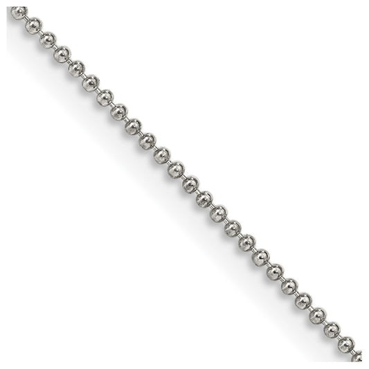 Sterling Silver 1mm Beaded Chain 20 Inches