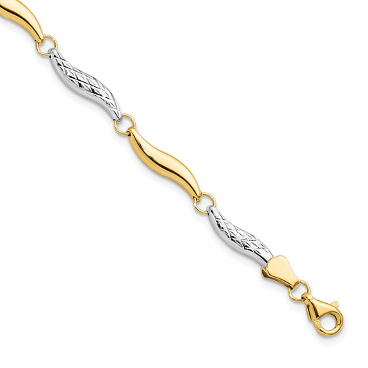10K w/Rhodium D/C Bracelet 7  inches