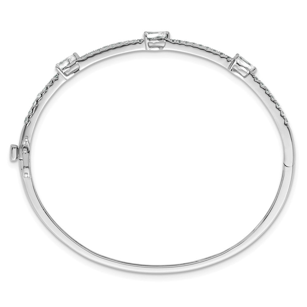 True Origin 14K White Gold 1 3/8 carat Lab Grown Diamond VS+ F+ 6.75 in Complete Hinged Bangle