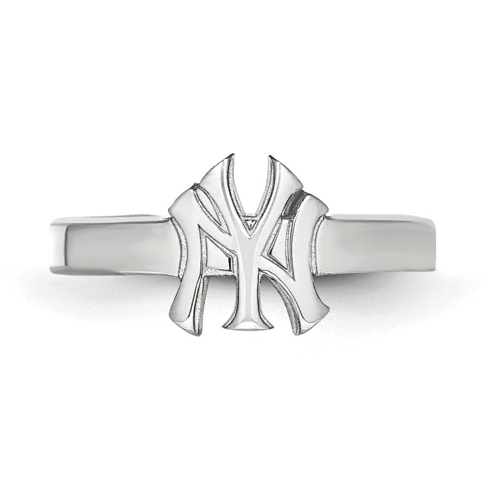 Sterling Silver Rhodium-plated MLB LogoArt New York Yankees N-Y Toe Ring
