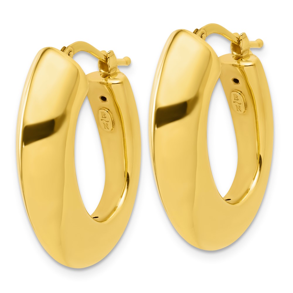 JBN 14K Polished and Knife Edge Graduated Oval Hoop Earrings