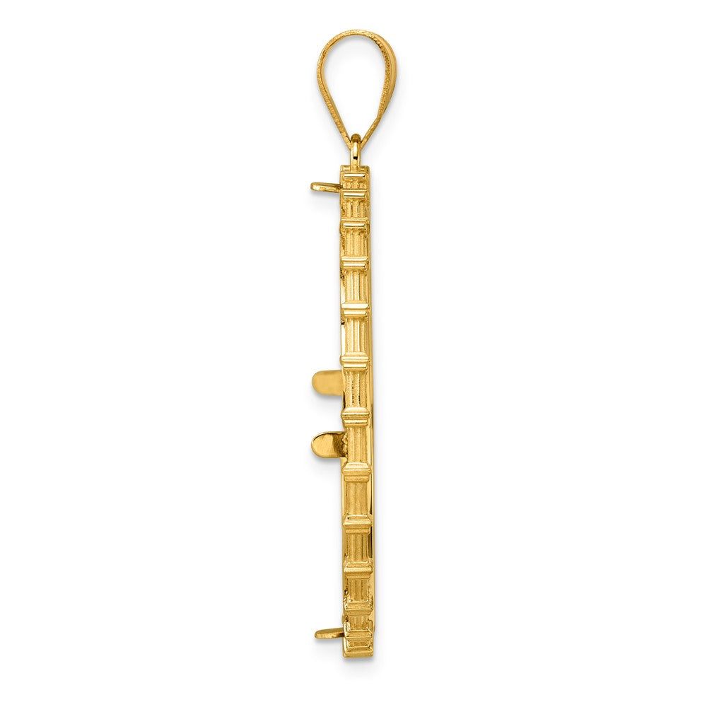 14k Polished Columns with 32.0mm Prong Coin Bezel Pendant