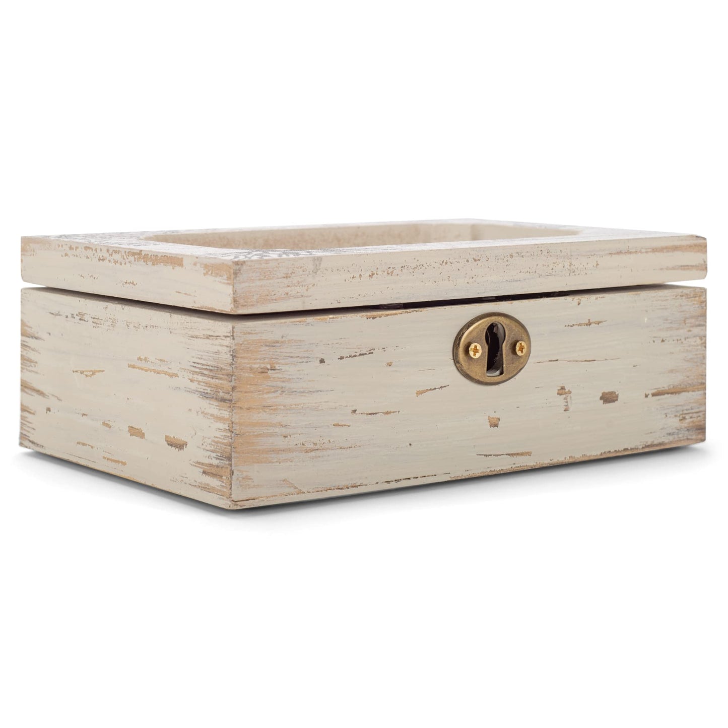 Life Not Measured By Breaths Deco Whitewash Jewelry Music Box Plays Wonderful World