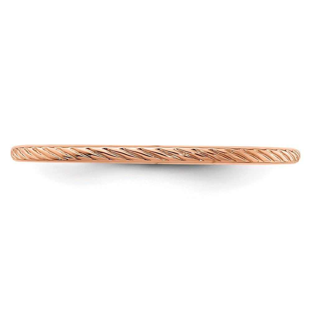 10K Rose Gold 1.2mm Twisted Wire Pattern Stackable Band Size 7.5