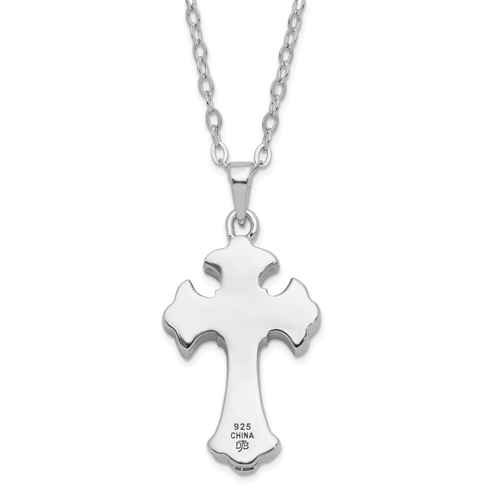 Sentimental Expressions Sterling Silver Rhodium-plated CZ Eternal Home Cross Ash Holder 18 Inch Necklace 18 Inches