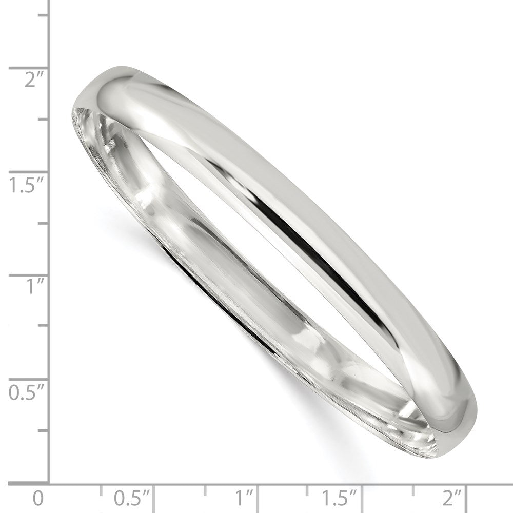 Sterling Silver 7mm Solid Polished Plain Slip-On Bangle Bracelet 7.25 inches