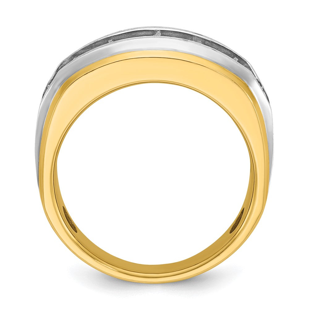 IBGoodman 14k Men's Polished Satin and Grooved 7-Stone Ring Mounting