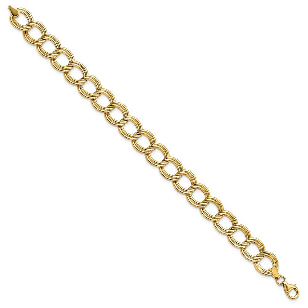 14k Polished Double Link Bracelet 7  inches