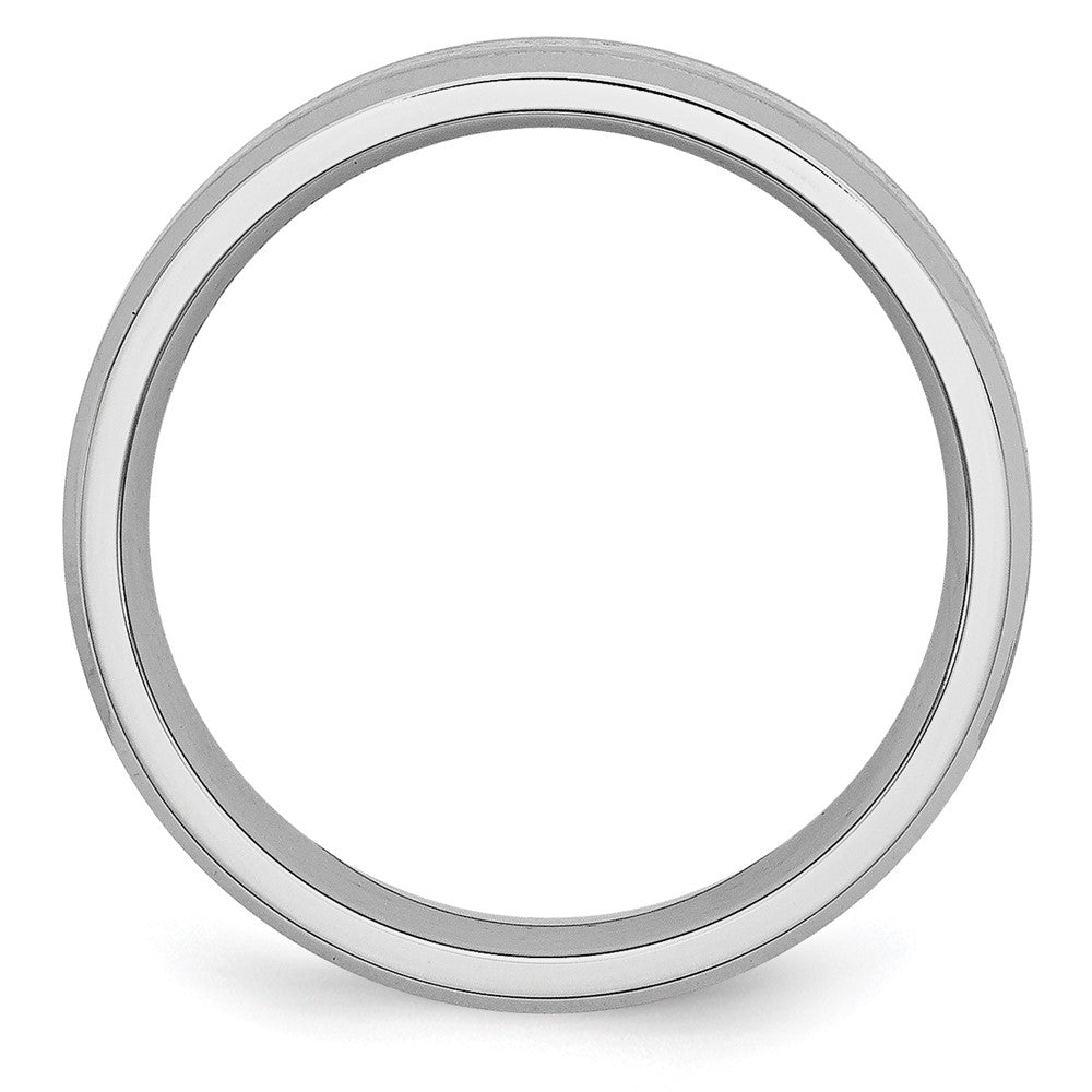Cobalt Sterling Silver Inlay Satin/Polished 6mm Beveled Edge Band Size - 9.5