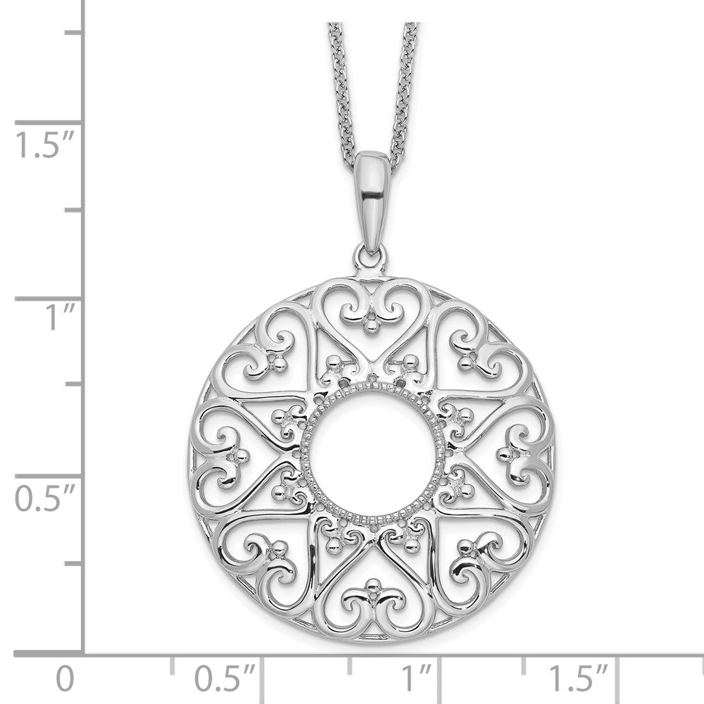 Sentimental Expressions Sterling Silver Rhodium-plated Polished Family Heart Strings 18in Necklace 18 Inches