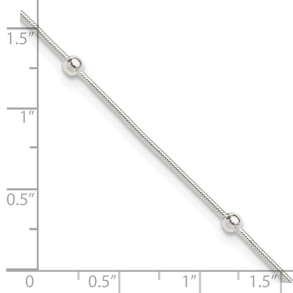 Sterling Silver 9in Plus1.5 in ext Polished Anklet 9 inches