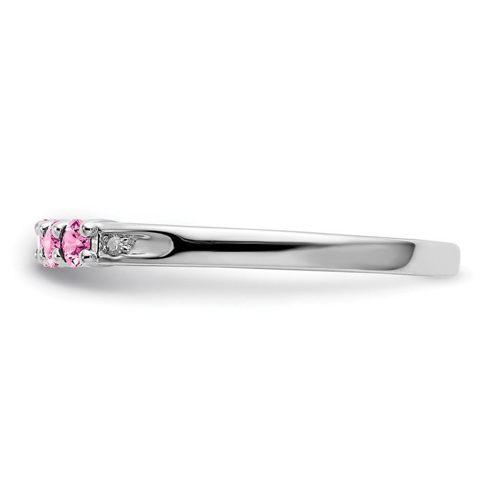10k White Gold CR Pink Sapphire & Diamond Ring