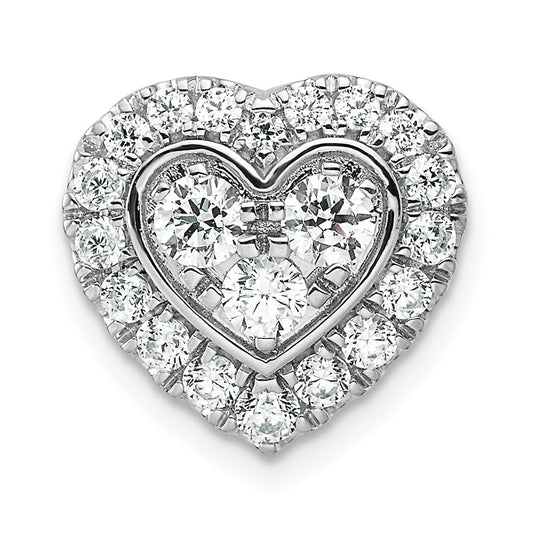 14k White Gold 7/8 carat Lab Grown Diamond VS/SI+ G+ Halo Heart Chain Slide Pendant