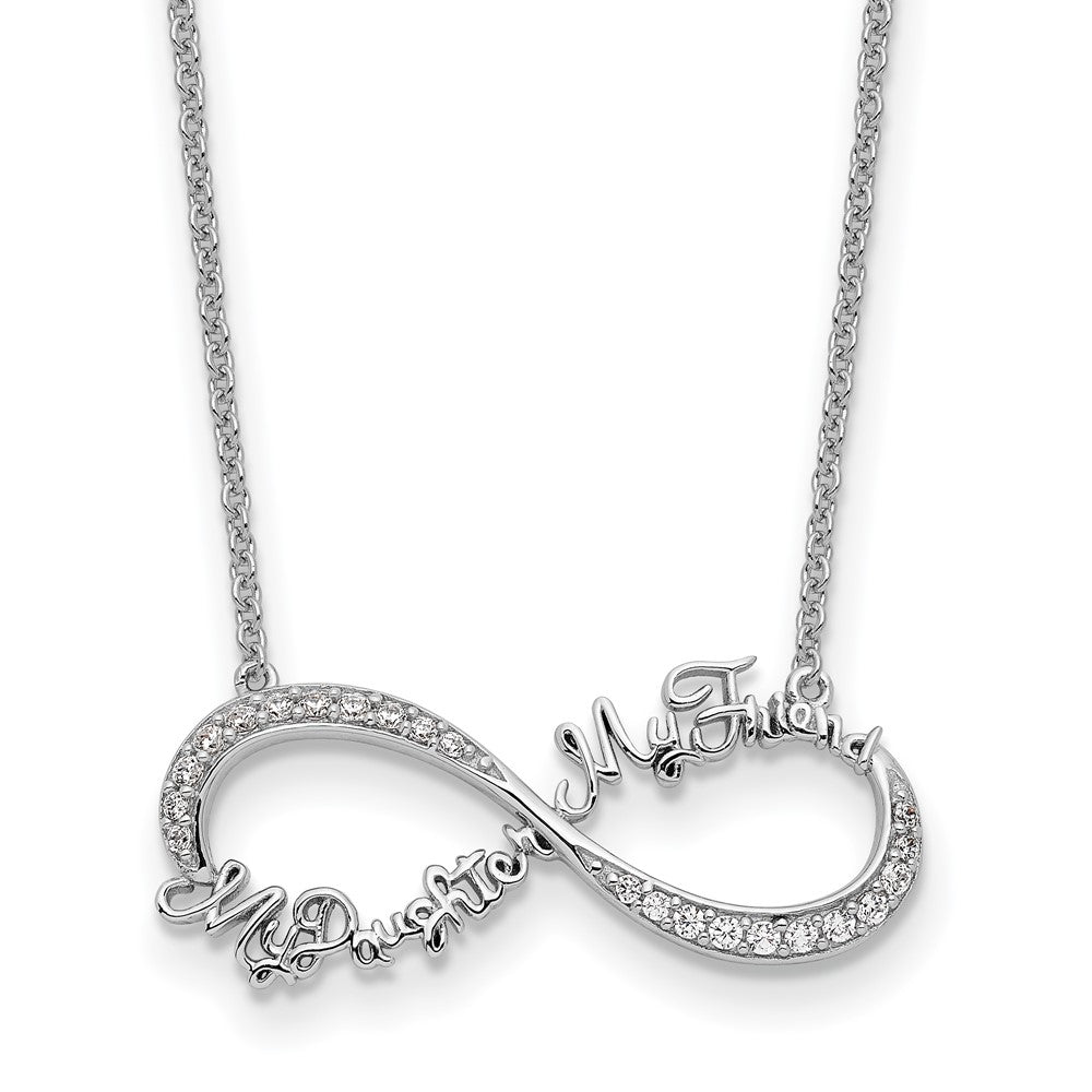 Sentimental Expressions Sterling Silver Rhodium-plated CZ My Daughter My Friend 18in Necklace 17 Inches