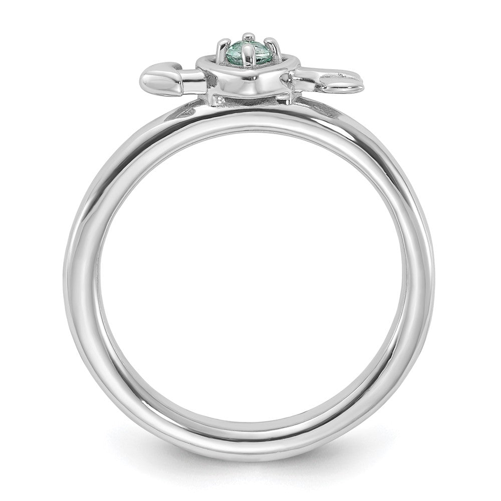 Sterling Silver Stackable Expressions Rhodium-plated Aquamarine Heart with Arrow Ring Size -10