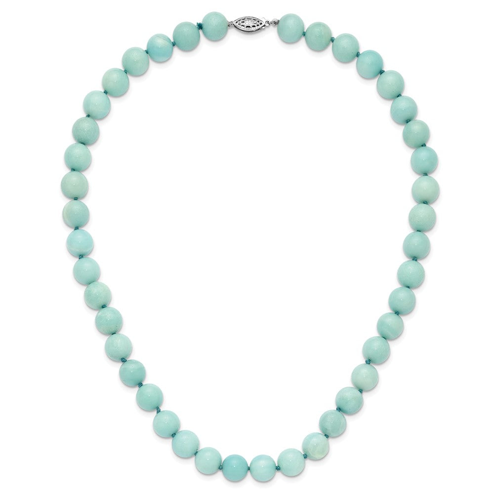 10-10.5mm Smooth Beaded Amazonite Necklace w/Sterling S.RH Clasp 18 Inches