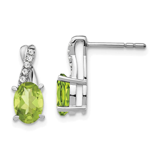 14k White Gold Peridot and Diamond Earrings