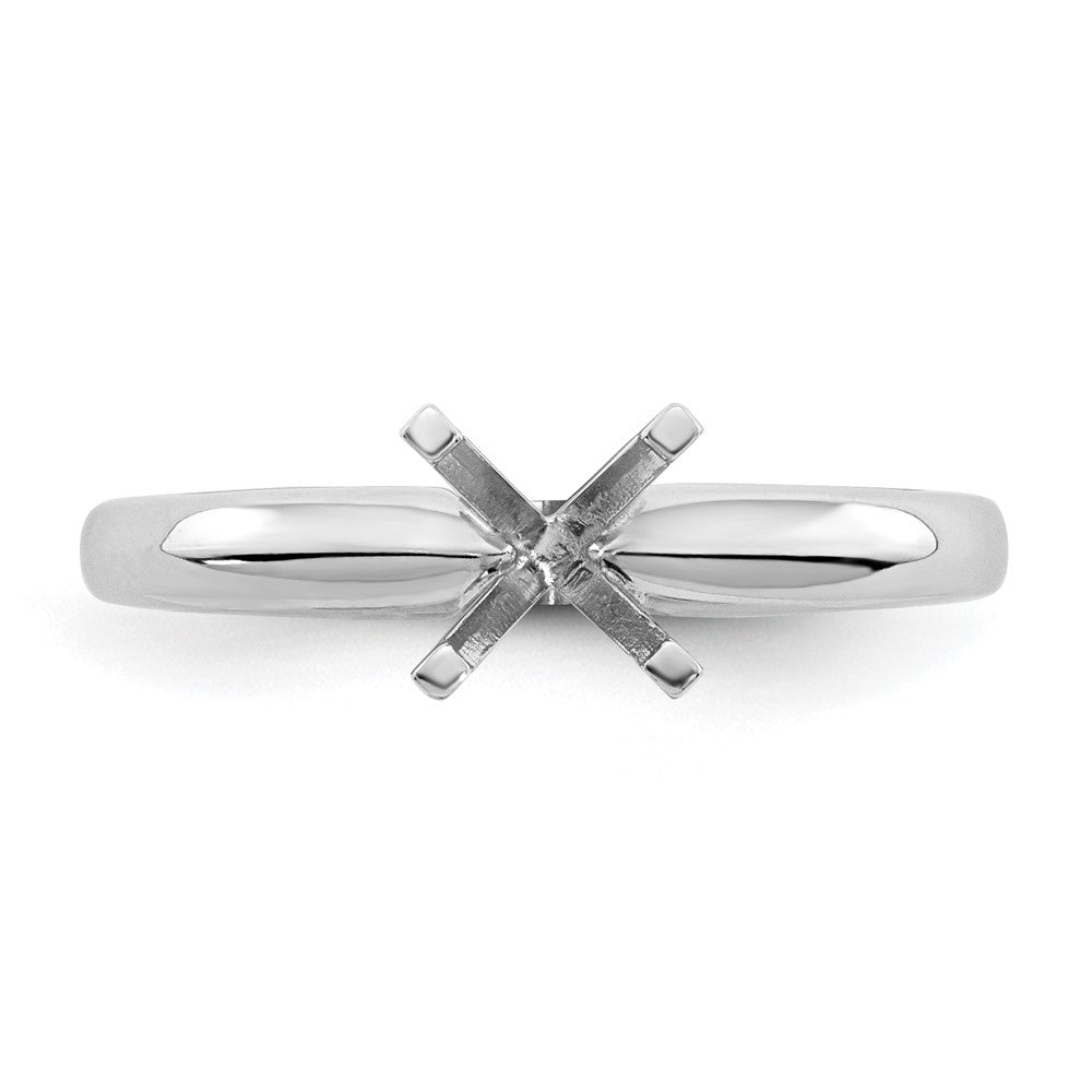 14k White Gold 1.25 carat Medium-Weight Knife Edge/Half-Round 4-Prong Round Solitaire Ring Mounting