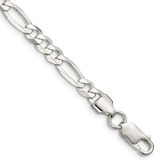 Sterling Silver 5.5mm Lightweight Flat Figaro Chain 7 inches