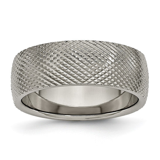 Titanium Polished and Textured 8mm Band Size - 12.5
