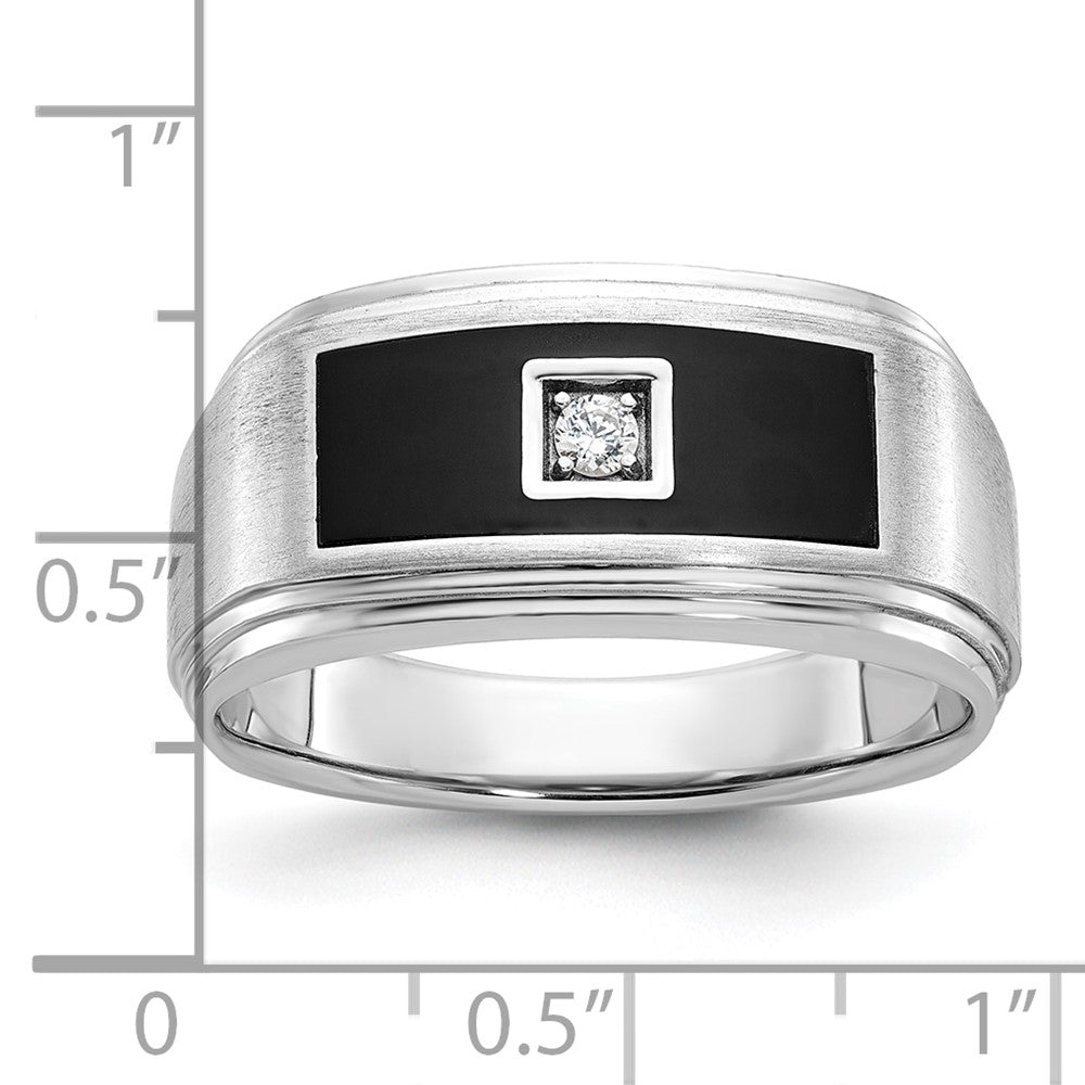 IBGoodman 14k White Gold Men's Polished Satin and Grooved Ring Mounting