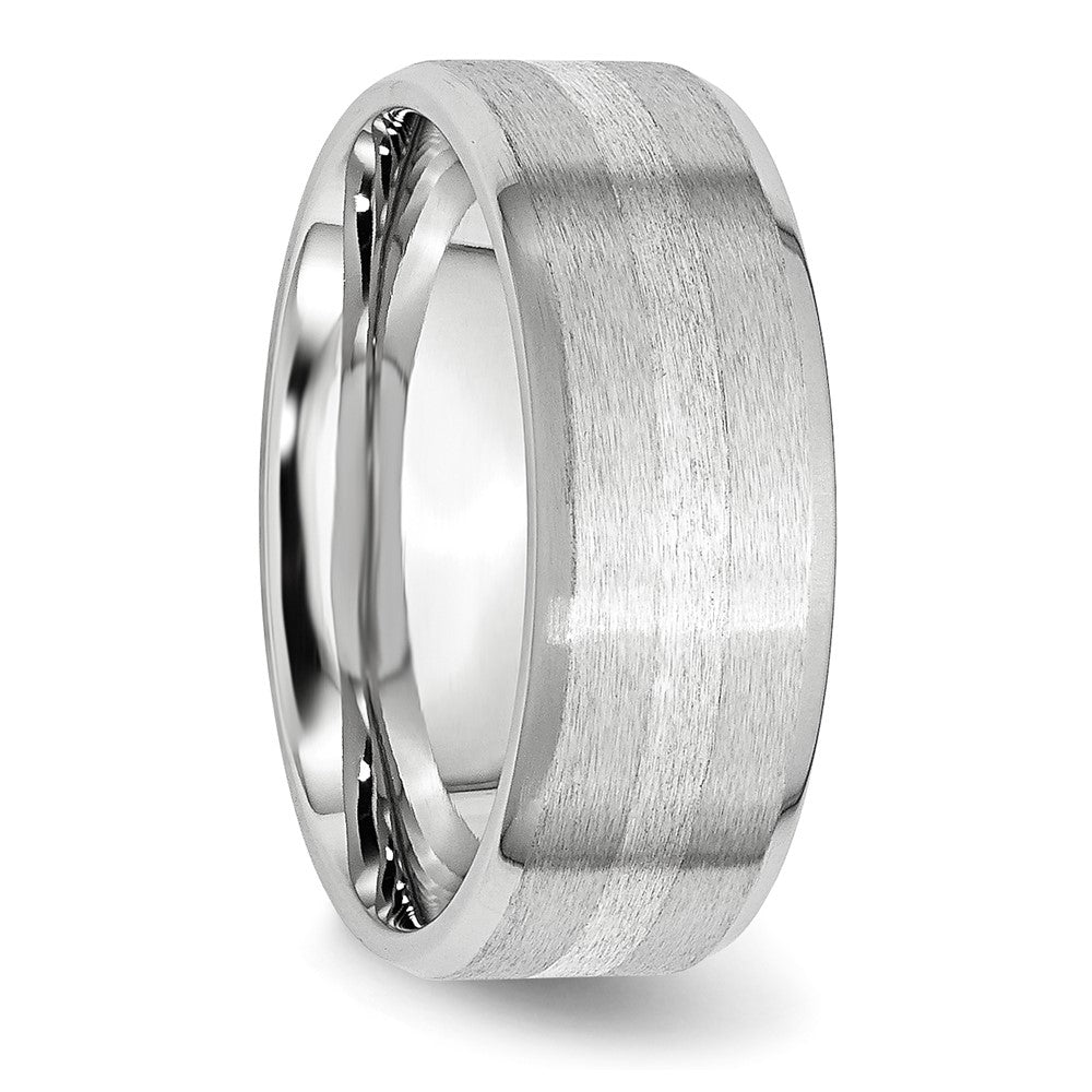 Cobalt Sterling Silver Inlay Satin/Polished Beveled Edge 8mm Band Size - 8.5
