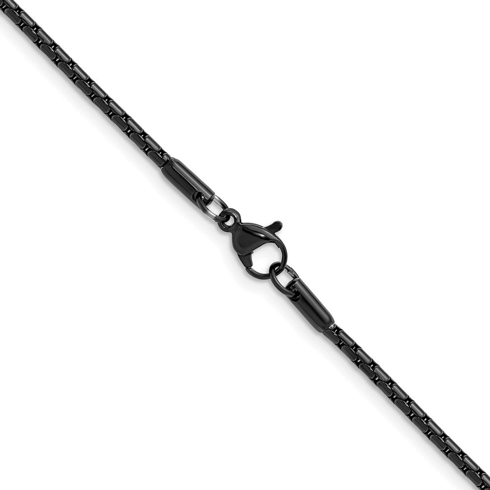 Chisel Stainless Steel Polished Black IP-plated 1.7mm 22 inch Elongated Box Chain