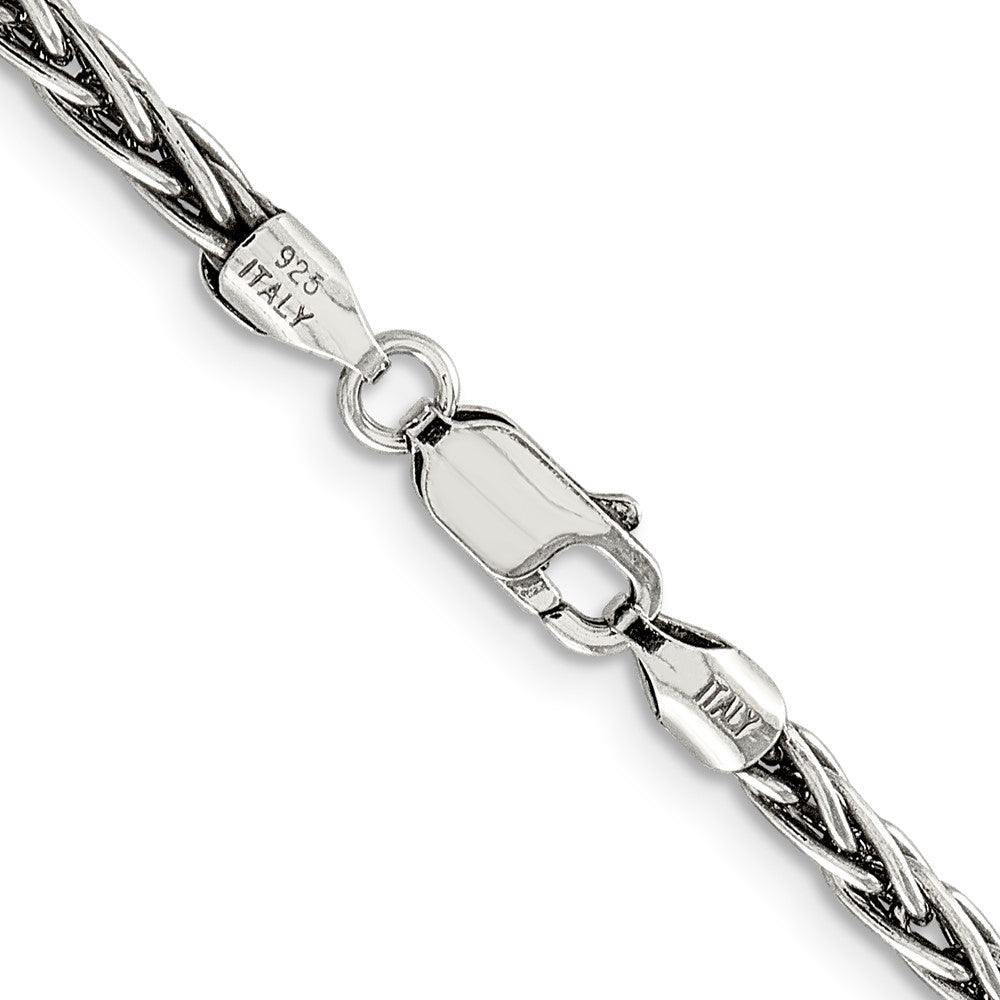 Sterling Silver Antiqued 3.25mm Solid Square Spiga Chain 30 Inches