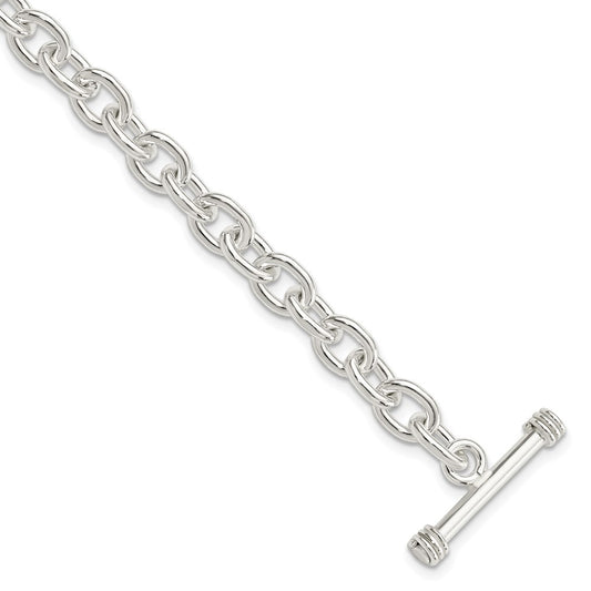 Sterling Silver 7.75inch Polished Fancy Link Toggle Bracelet 7.75 inches