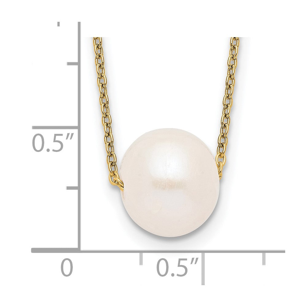Sterling Silver Gold-tone 10-11mm White Near-Round Freshwater Cultured Pearl 17 inch Necklace 17 Inches