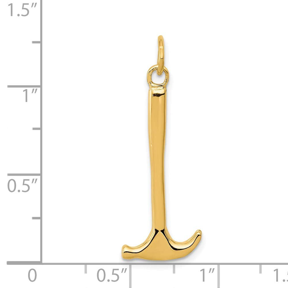 14K 3D Hammer Charm Yellow Gold