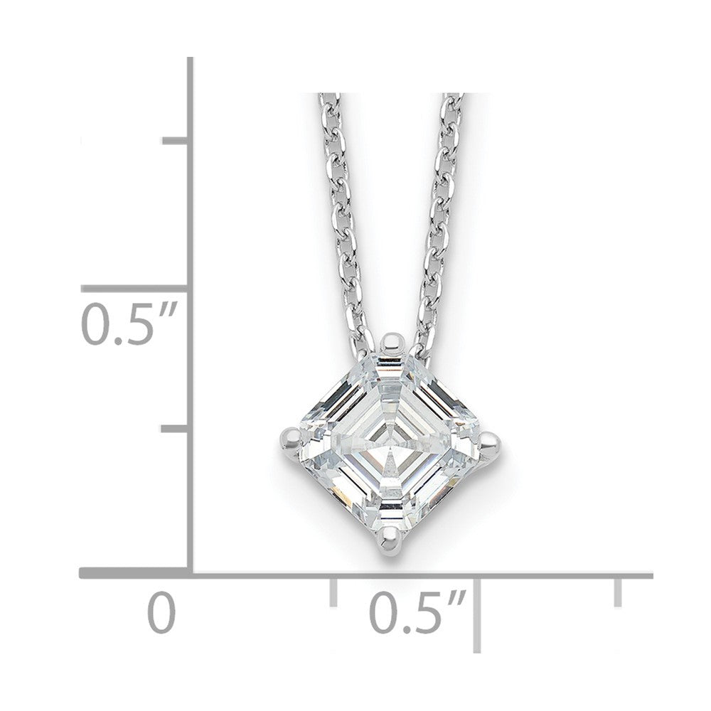 Cheryl M Sterling Silver Rhodium-plated Square Step-Cut CZ 16 Inch Necklace with 2 Inch Extender 16 Inches